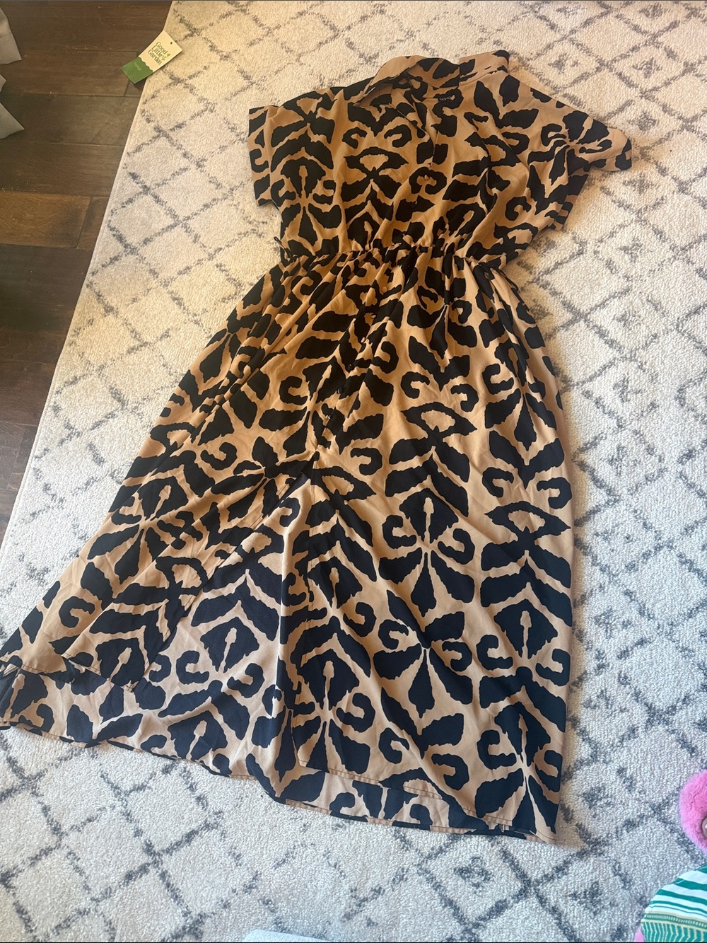Fashion Nova Tan and Black Animal Print Maxi Dress